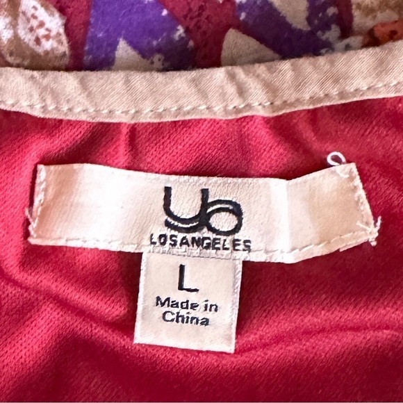 ๐บ Ya Los Angeles Boho Red Geometric Print Lightweight Mini Dress Size L - Picture 6 of 8